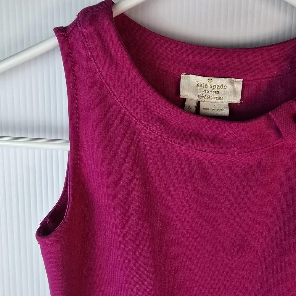 Kate Spade Girls Magenta Pink Bow Neck Peplum Sleeveless Top Size Small